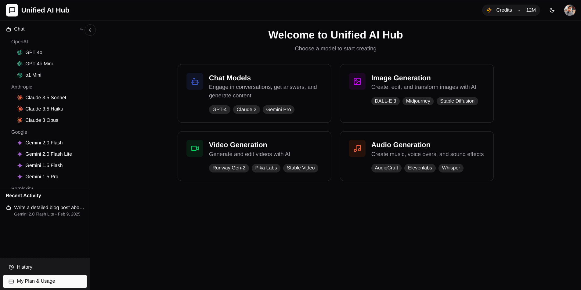 Unified AI Hub screenshot 2